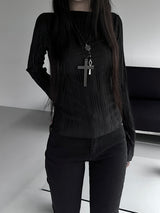 minimal pleated long sleeve T (3color)