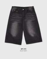 Leewoo denim bermuda pants