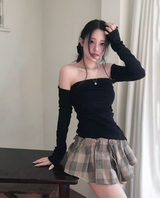 picona check plum layered sk