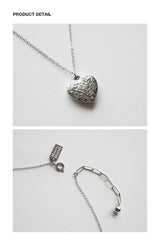 Floral pattern vintage heart long necklace