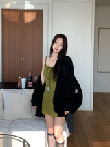 Lumi square Lace String Mini  Dress