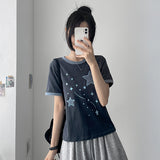キッチルック💖ナイト スター パッチ リンガー ショートスリーブ Tシャツ(4 colors)