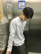 チェッカーベーシッククロップカットアウトロングスリーブ3C