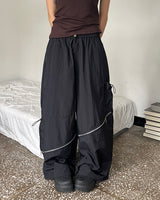Erem Zipper String Two-Way Banded Wide Cargo Pants