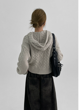 [MADE] ライミングケーブルフードニットジップアップ (50% Wool)