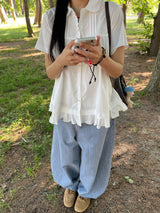 striped mega-denim pants