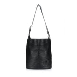 NICOLE LEATHER BUCKLE BUCKET BAG_BLACK