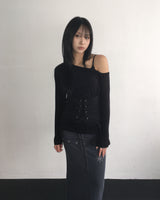 Layered stud long skirt
