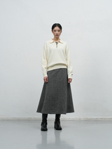 loose fit round collar pullover - ivory   