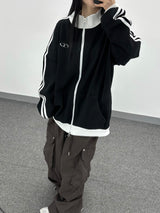  waffle track zip-up