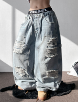 Coco Distressed Fringe Carpenter Denim Pants 2color
