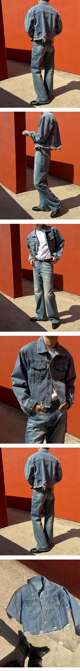 [S/S] Crop damage denim jacket(2color)