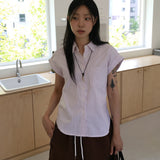 Romo Slim Fit Stripe Roll-Up Short Sleeve Shirt