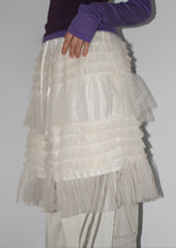 SHEER TIERED MIDI SKIRT