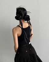 サテンストラップシュシュ (BLACK)