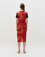 Embroidered Graphic Jersey Skirt _ RED