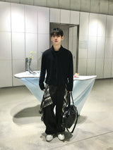 ラフィチェックレイヤードワイドパンツ 2C