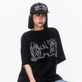 KIRSH X SUNONEBIRD ビッグオーバーサイズアイTシャツ - ブラック