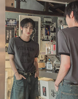 リンザー レタリング カラー マッチング ショート スリーブ Tシャツ