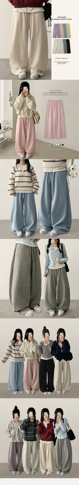 Movin Elastic Spandex Straight Wide Banded Waist Pants