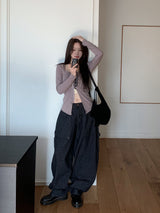 Cats Stripe Balloon Fit Wide Carpenter Pants 