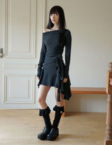 RUFFLE LONG SOCKS(BLACK)