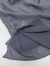 [Belt Set] Noir Drape Short Sleeve Blouse