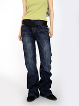 back rivet boots cut denim pants