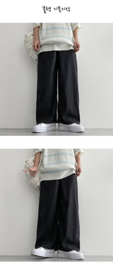 [Short, Basic, Long] [S~2XL] Robit サマーワイドピンタックデニムパンツ