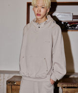 SNAP LOGO BALLOON HOODIE_BEIGE GRAY