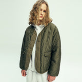 リバーシブル キルト&フリースライナージャケット olive khaki