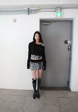 [ID] Logo Off-Shoulder Sweatshirt (Choker Set) (Black)