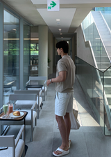 Air Cool Button Collar Short Pants Knit