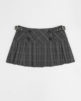 Buckle Pleated Mini Skirt Check
