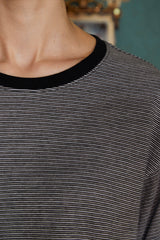 LOGO STRIPE LONG SLEEVE T SHIRT / BLACK