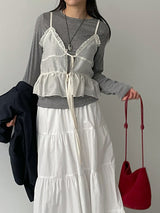Frilled See-through Layered Bustier