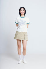 ユニバーサルプリント ½Tシャツ (ivory/green)