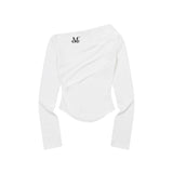 リブレオフショルダーアンバランス長袖Tシャツ (3Color)
