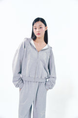 Pearl Hoodie Zip-Up Gray