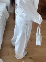 Luri Back Heart Pocket Carpenter Wide Pants 