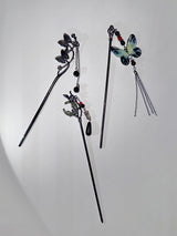 Black goth butterfly ornamental hairpin_1