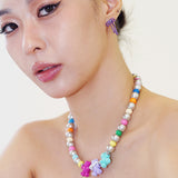 Dancing Bear Grey Pearl Necklace