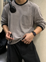 アーロンクロッピードピグメントリベットリンガーロングスリーブ