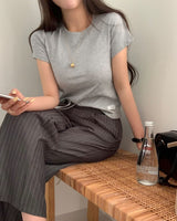 [BELLIDE MADE] Daily Label Semi-Cropped Short-Sleeved T-Shirt