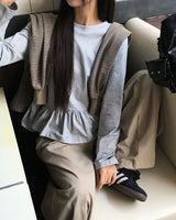 Soft Layered Frill Long Sleeve T-Shirt