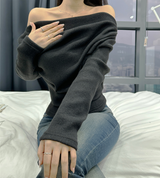 (LOWEST PRICE!/6 COLORS♥/END-OF-YEAR LOOK♥) シアーフリースソフトロングスリーブオフショルダーニット 6 COLORS♥