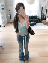 テンセ スパン ローブーツカットデニムパンツ