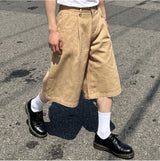 ワイドコットンプリーツバミューダショーツ ベージュ