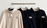 Sung high neck color scheme snap tab fleece anorak sweatshirt