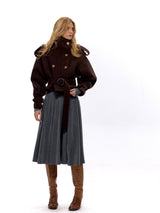 NyDkyel™ Cotton wool fabric multi-shape button short silhouette waist jacket